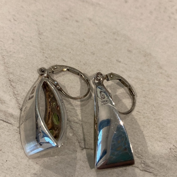 Sterling earrings with green and white rhinestones - Picture 6 of 6